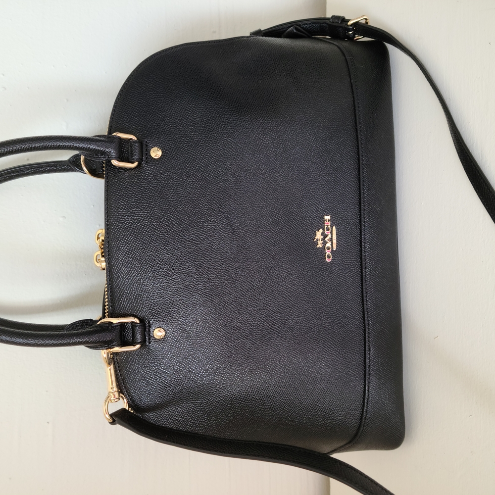 Coach Black Leather Satchel with Gold Hardware